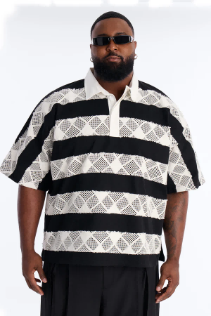 Three quarter sleeve polo shirt in plus size
