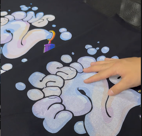 Puff print embellishment for menswear garments