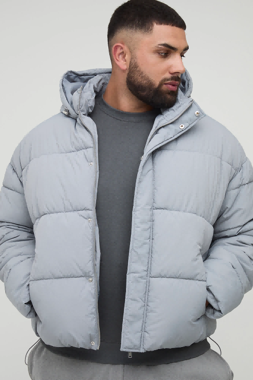 Animal print puffer jacket for big and tall men