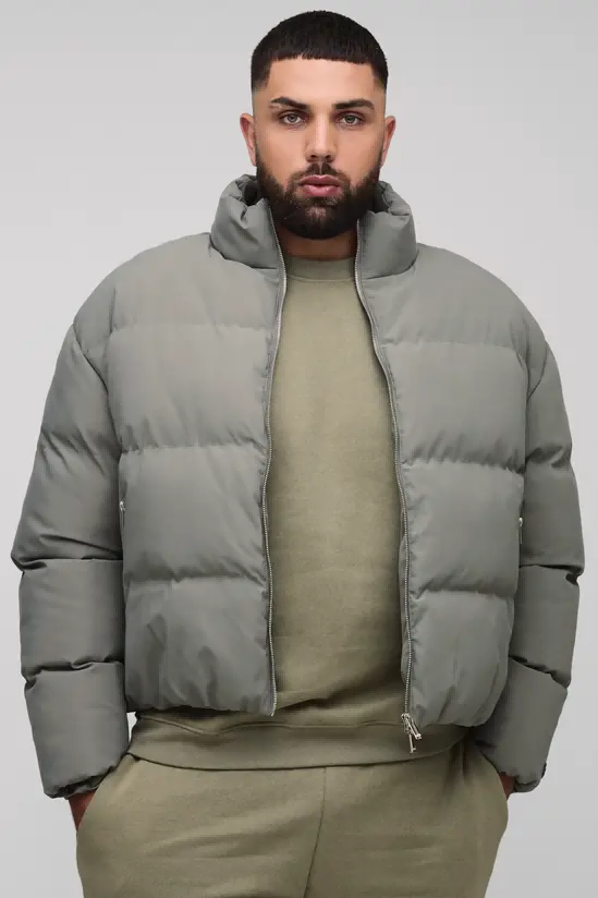 Animal print puffer jacket for big and tall men