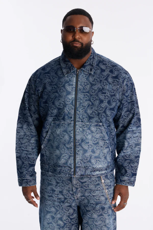 Animal print puffer jacket for big and tall men