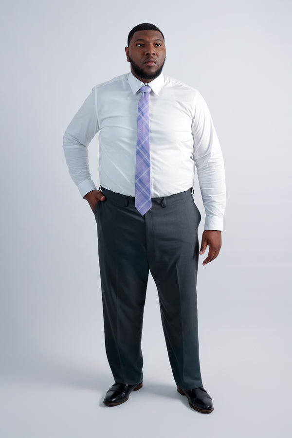 Drawstring closure detail on men's extended-size pants