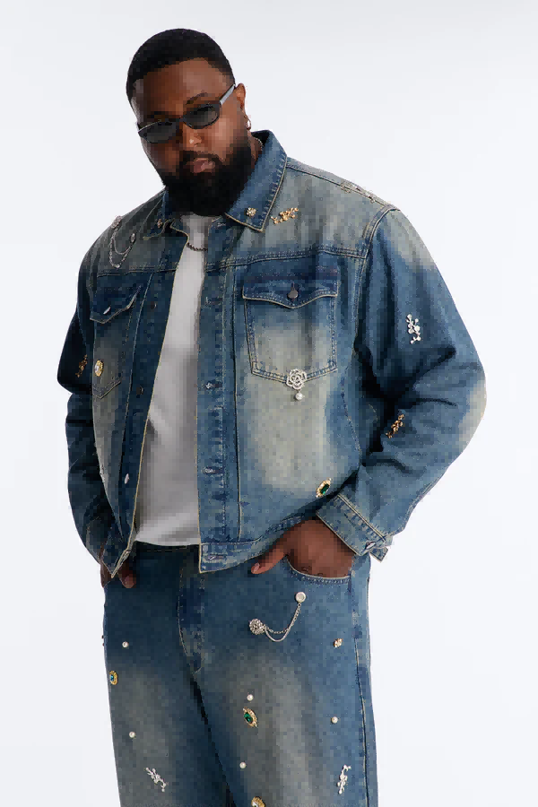 Denim tears puff print embroidery detail