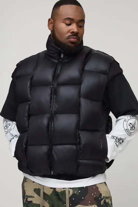 Animal print puffer jacket for big and tall men